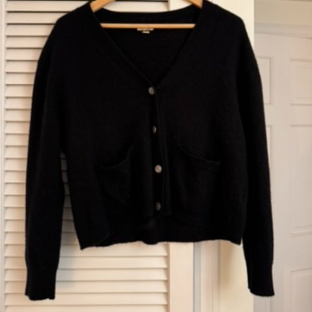 J Crew Cashmere Cardigan, Black, Size M